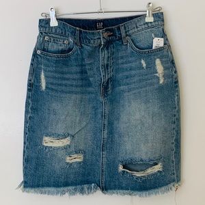 Gap Distressed denim skirt